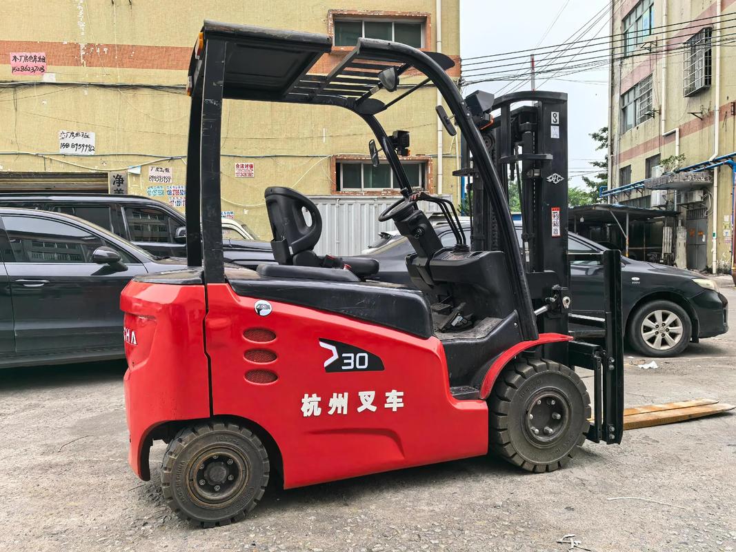 杭叉x系列3噸電動叉車,二節三米門架帶側移器,全新實心胎,2